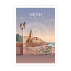 Lámina de Gijón Playa de San Lorenzo Poster Asturias