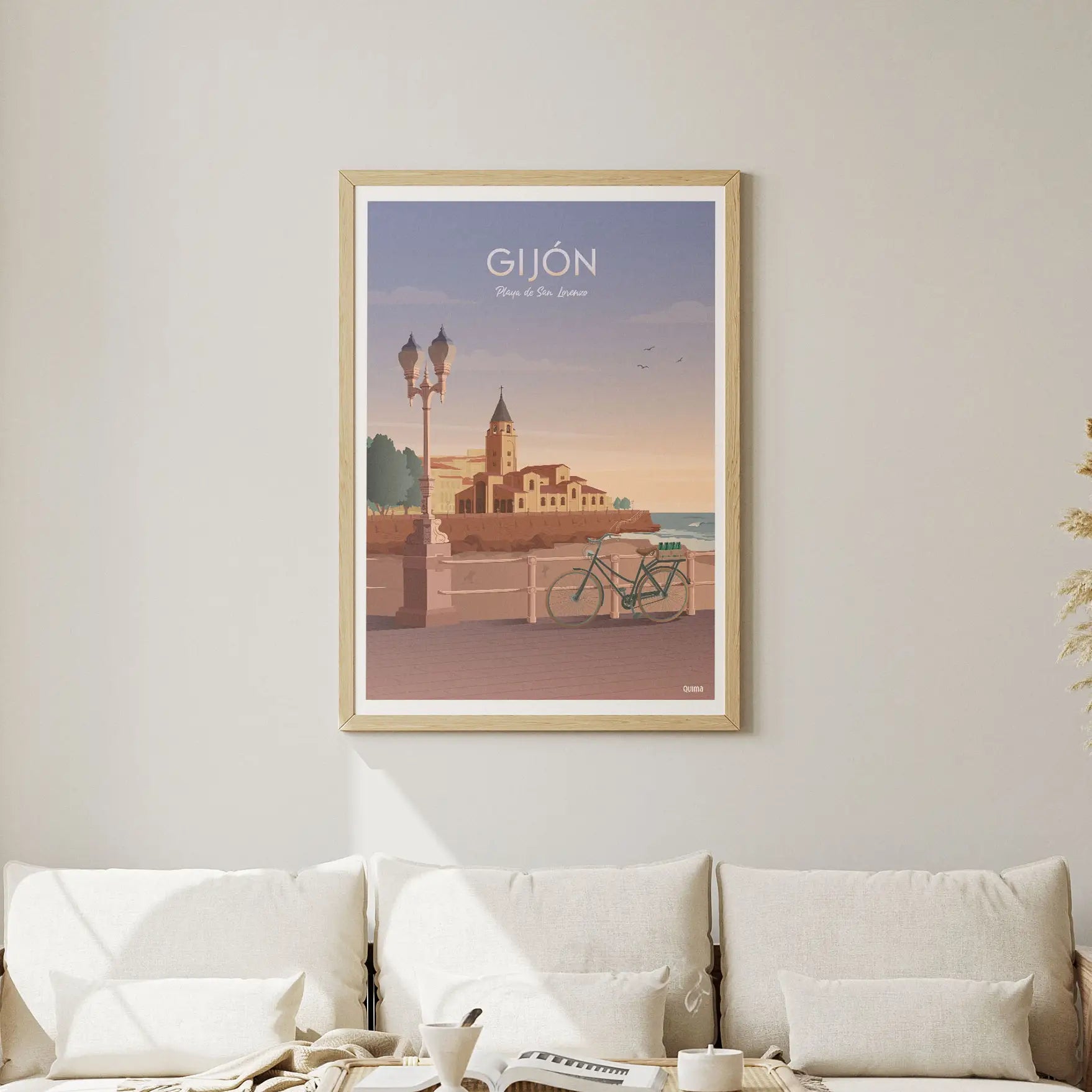 Lámina de Gijón Asturias Travel Poster