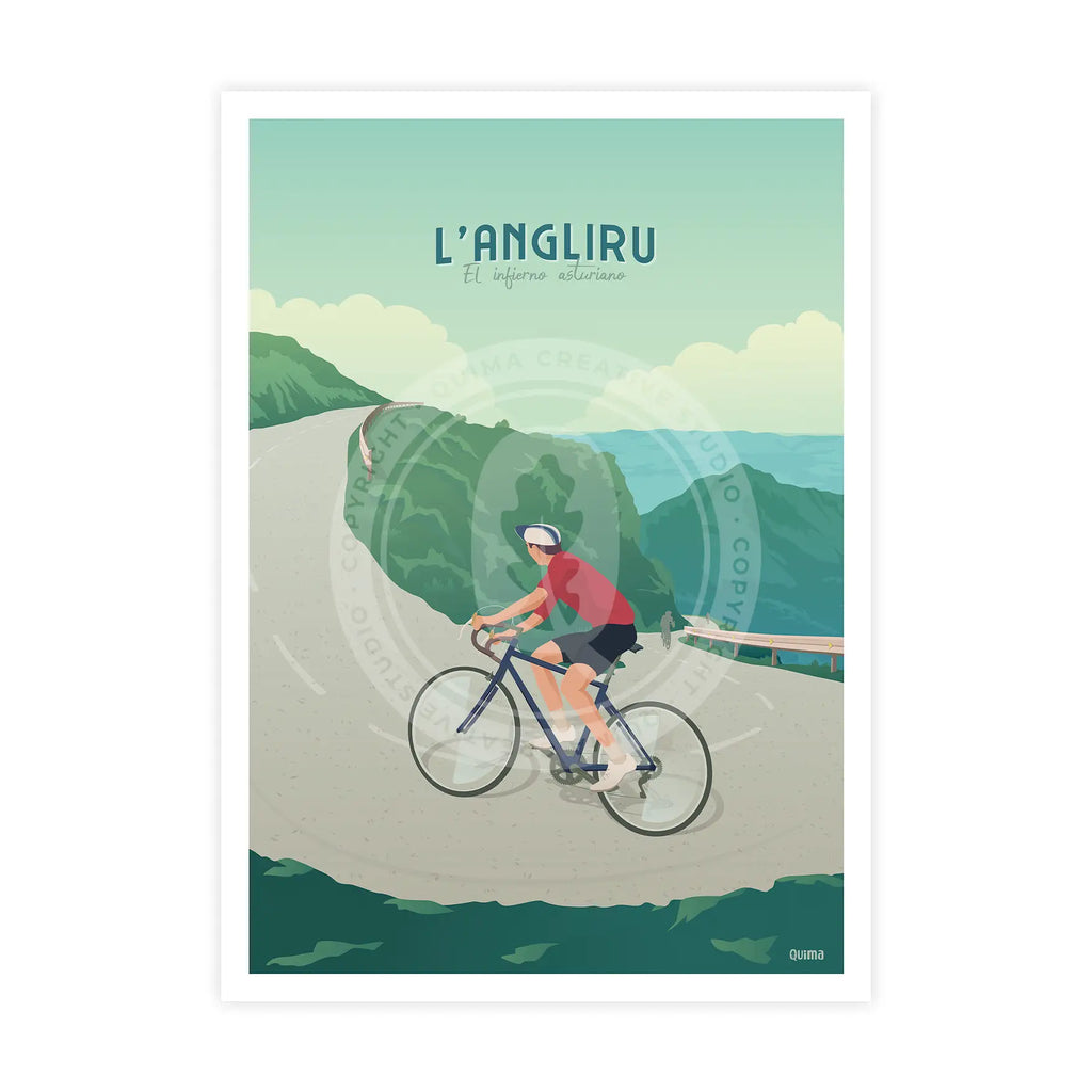 Lámina L'Angliru Asturias Ciclismo Poster