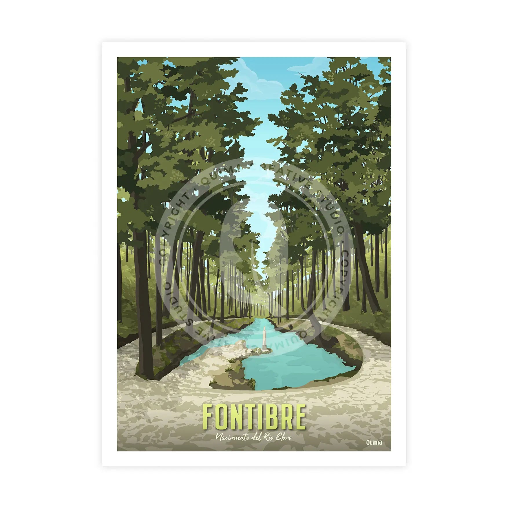 Lámina de Fontibre nacimiento del Ebro Cantabria Poster