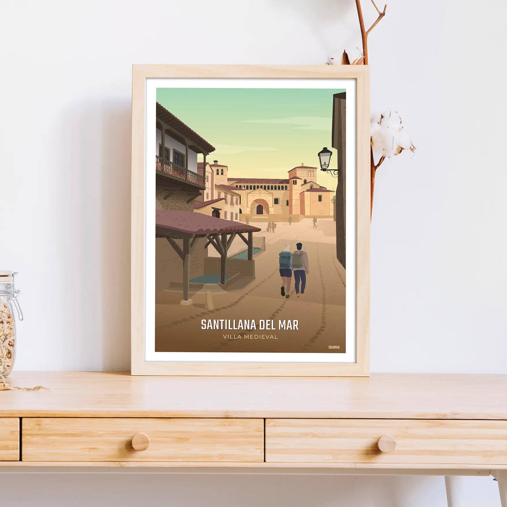 Lámina de Santillana del Mar Cantabria Travel Poster