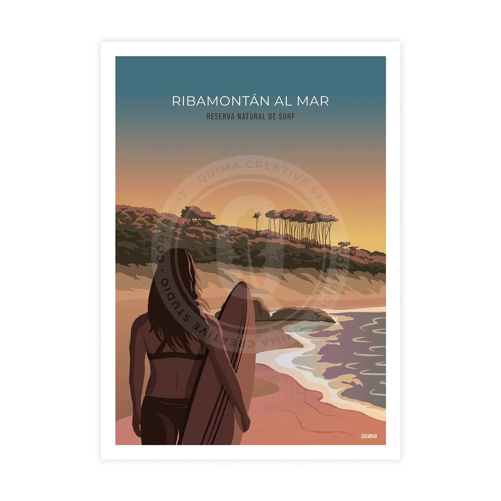 Lámina de Ribamontán al Mar Surf Poster Cantabria