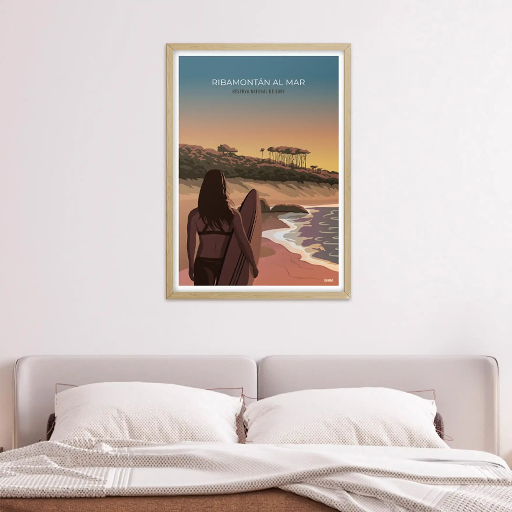 Lámina de Ribamontán al Mar Surf Travel Poster Cantabria