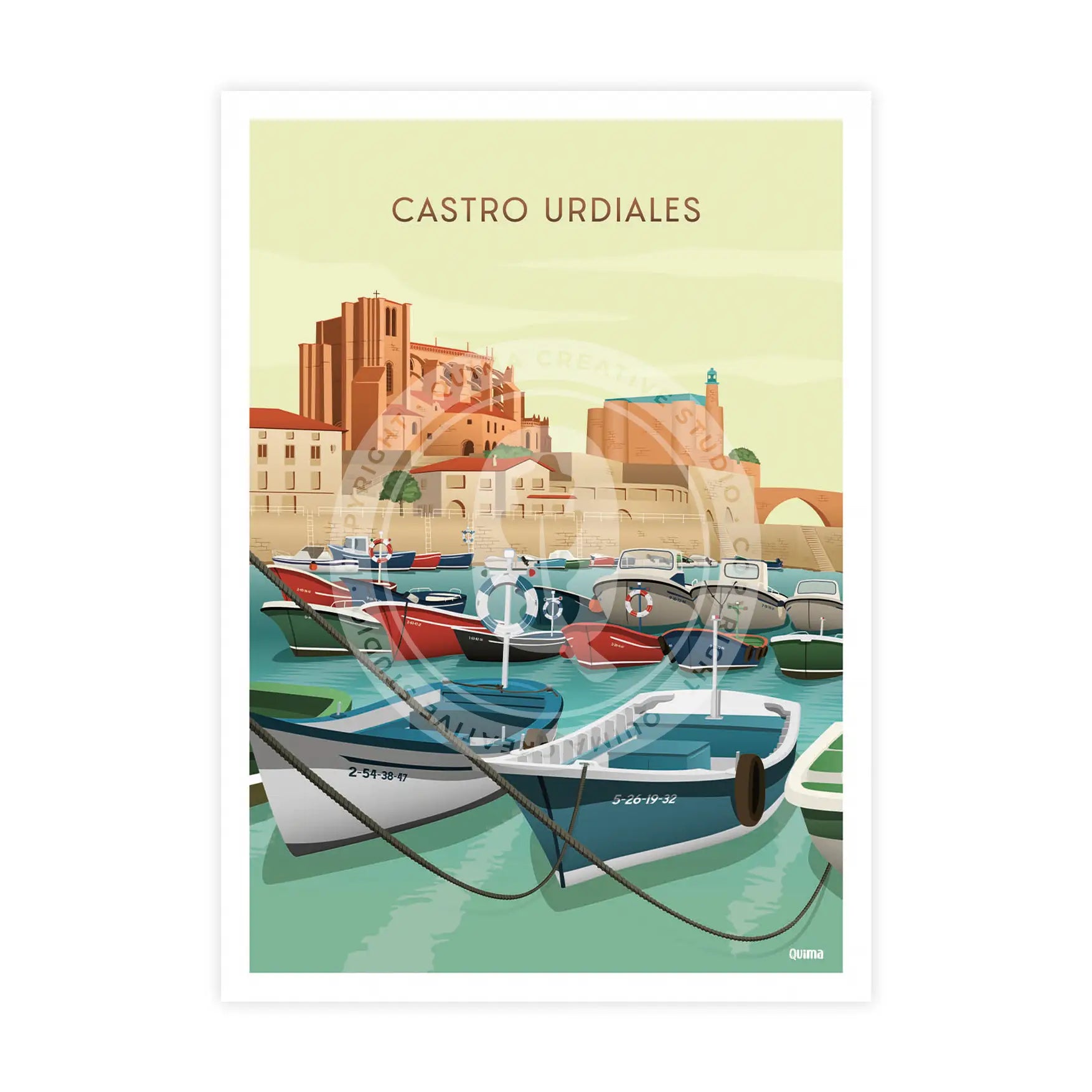 Lámina de Castro Urdiales Cantabria Travel Poster