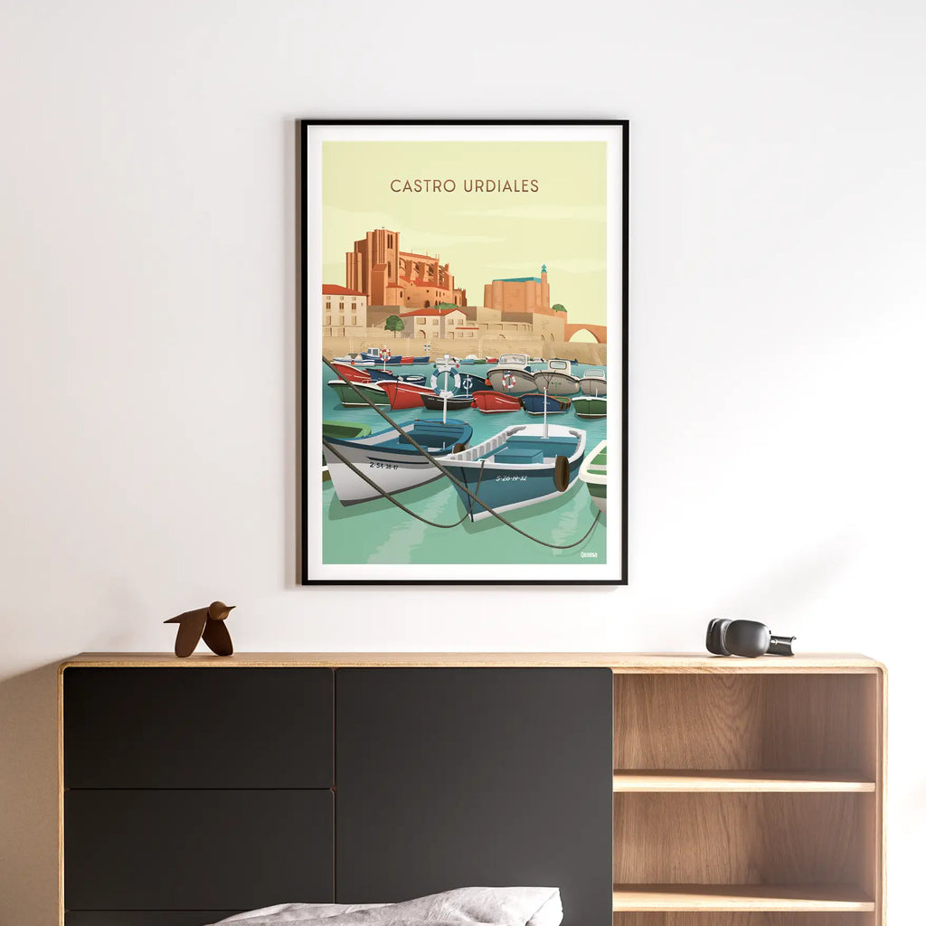 Lámina de Castro Urdiales Cantabria Travel Poster