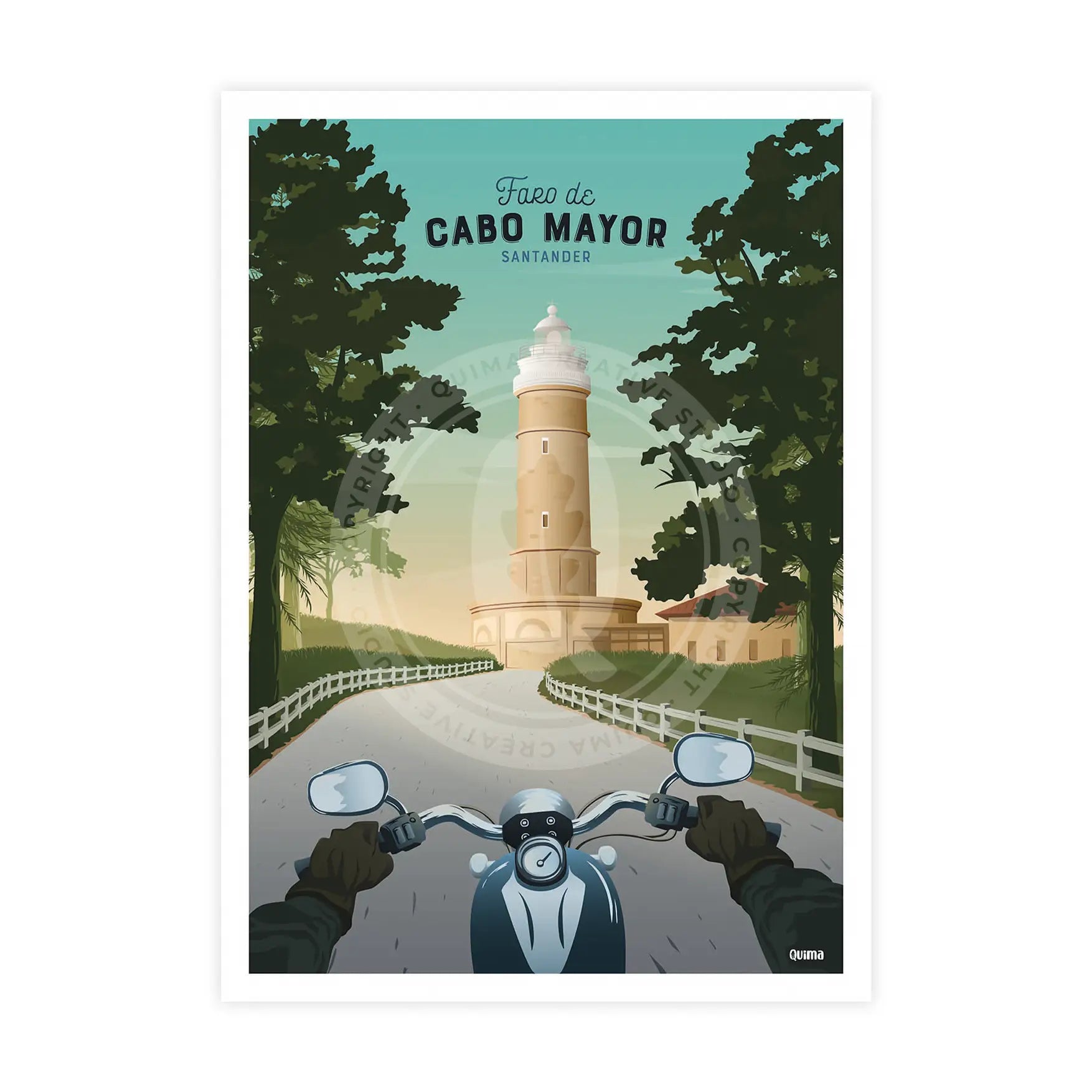 Lámina del Faro de Cabo Mayor Santander Travel Poster