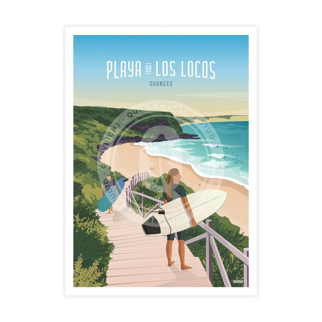 Lámina de Suances Los Locos Poster Surf
