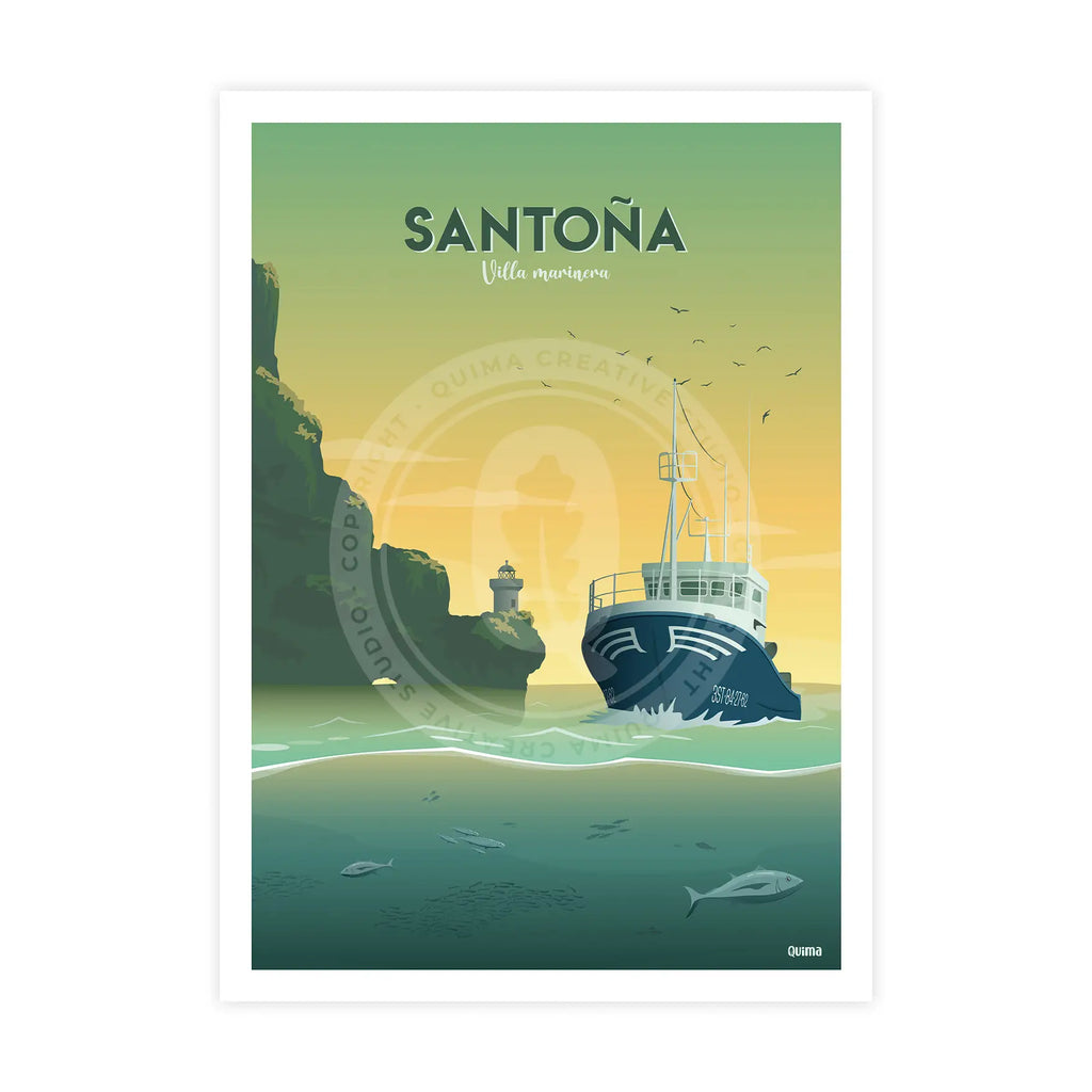 Lámina de Santoña Cantabria Travel Poster