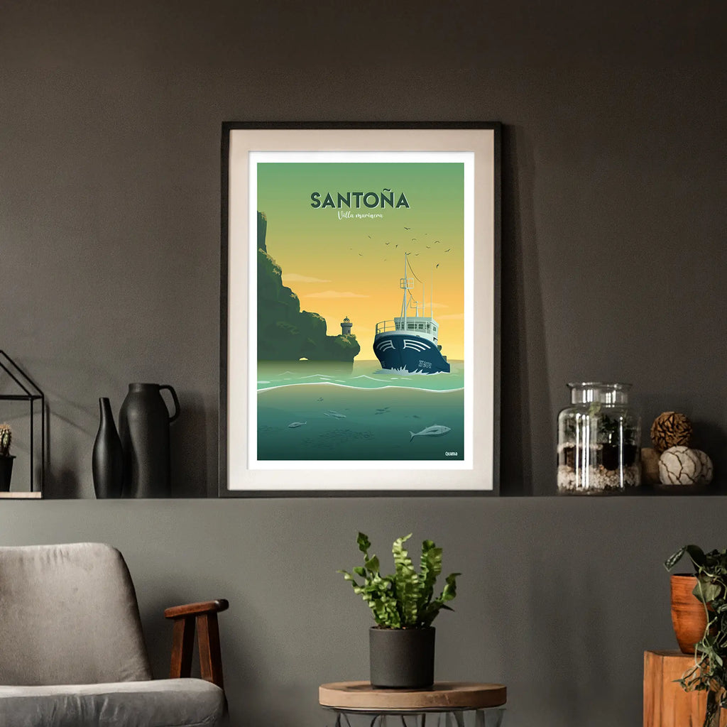 Lámina de Santoña Cantabria Travel Poster