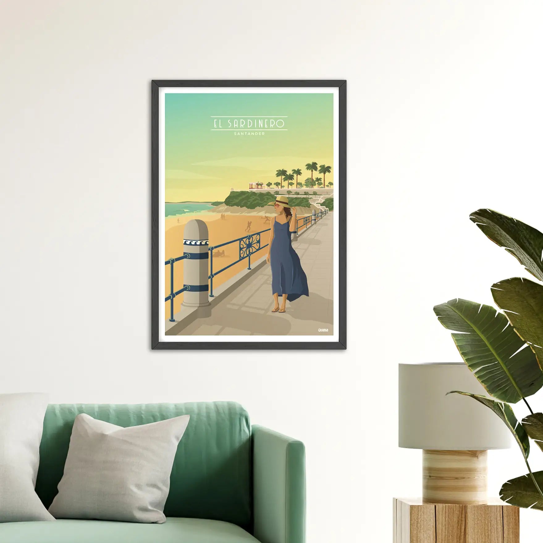 Lámina de la playa de El Sardinero Santander Travel Poster