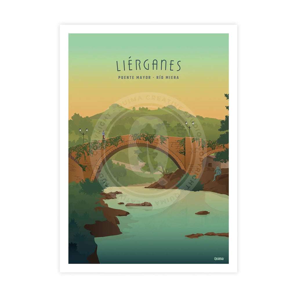 Lámina de Liérganes Cantabria Travel Poster