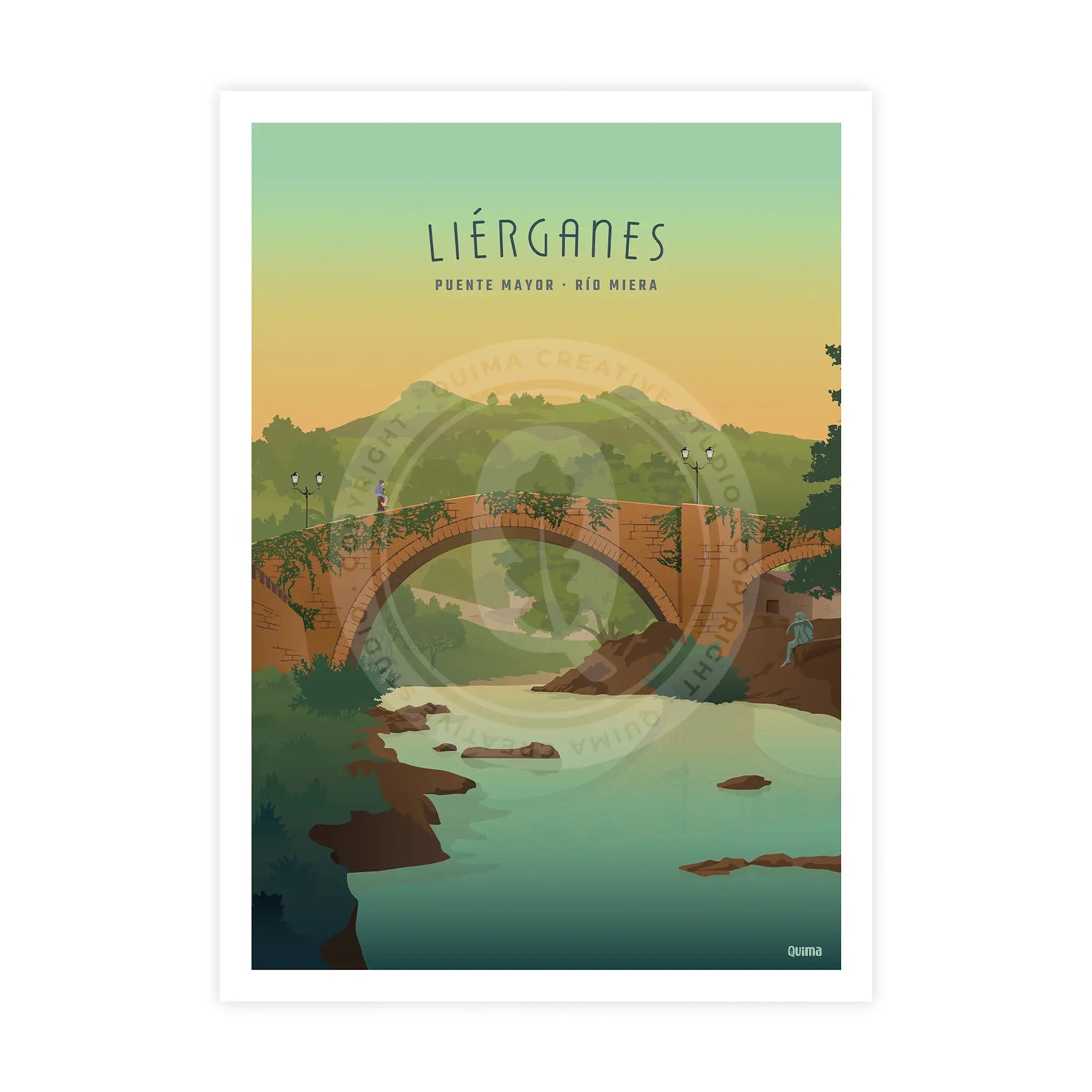 Lámina de Liérganes Cantabria Travel Poster