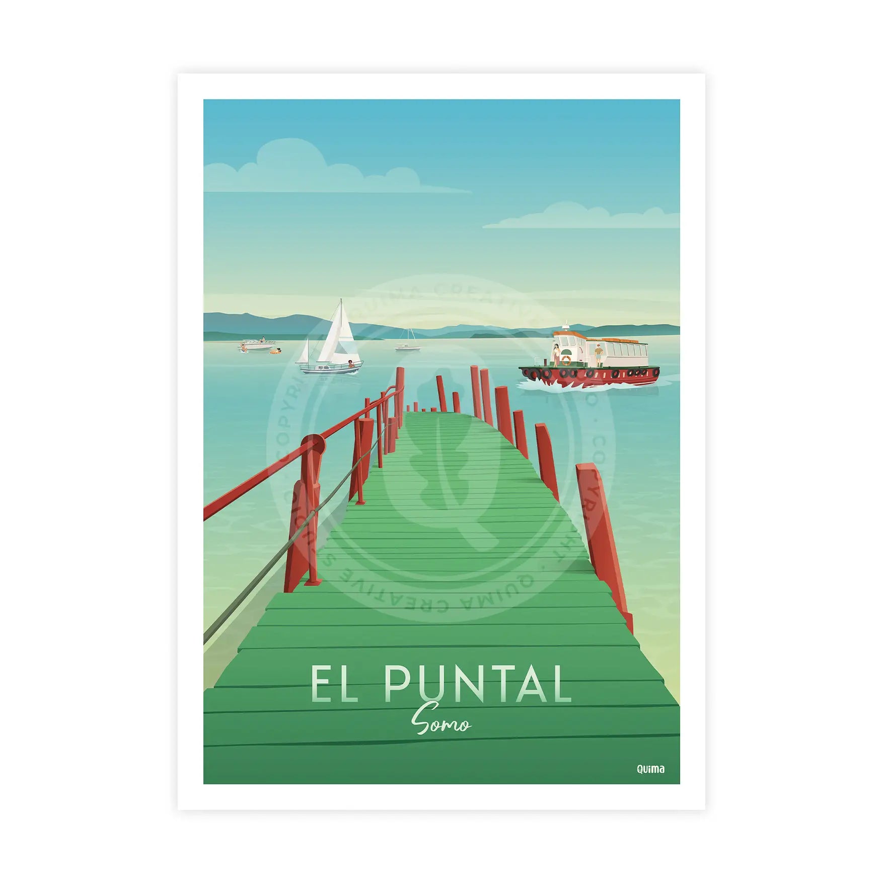 Lámina de El Puntal Somo Travel Poster Cantabria