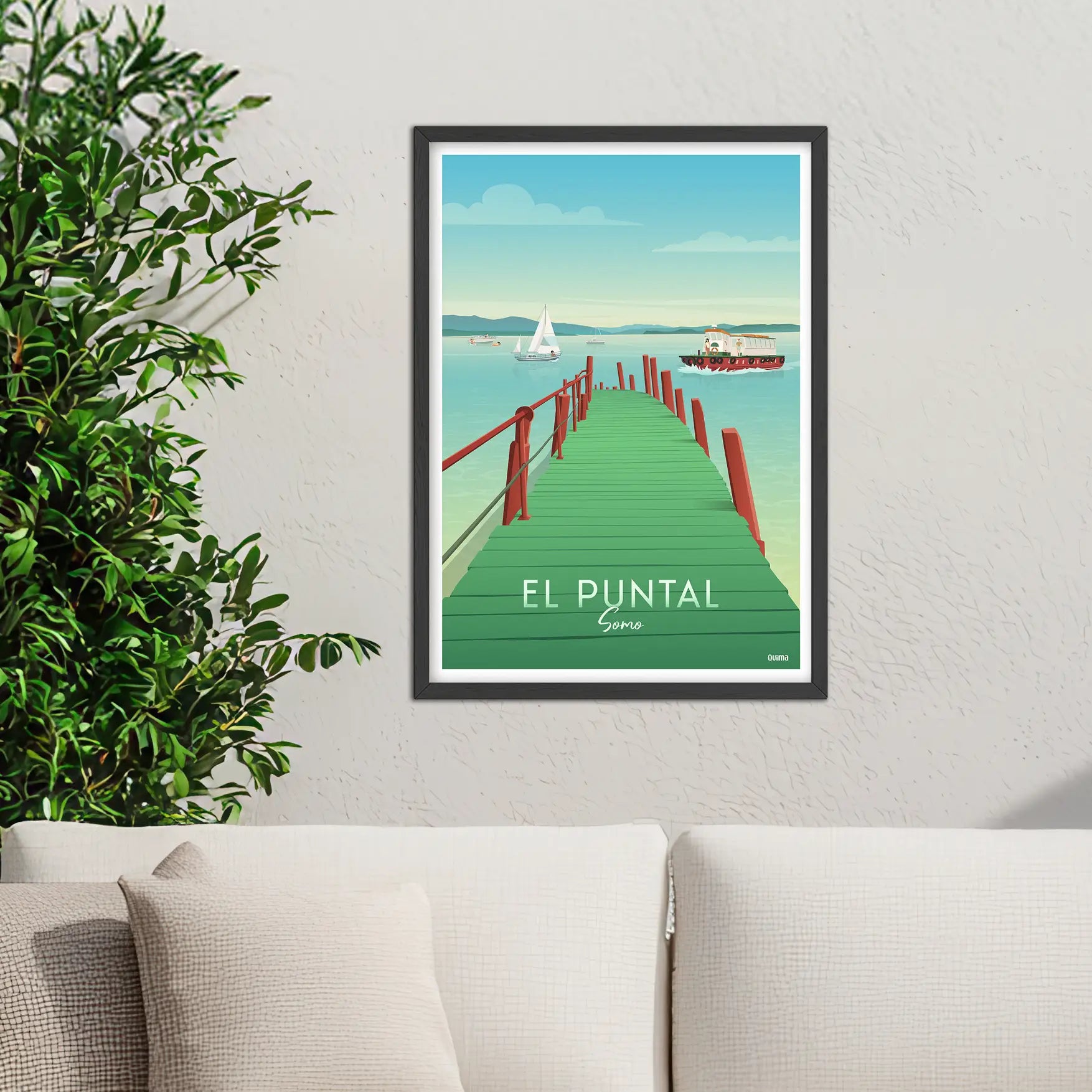 Lámina El Puntal Somo Travel Poster Cantabria