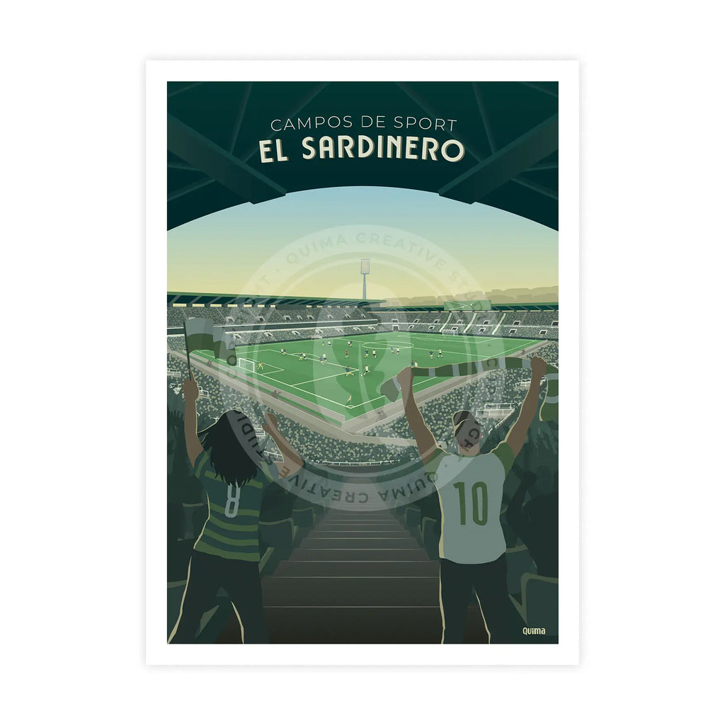 Lámina Campos de Sport de El Sardinero Fútbol Travel Poster