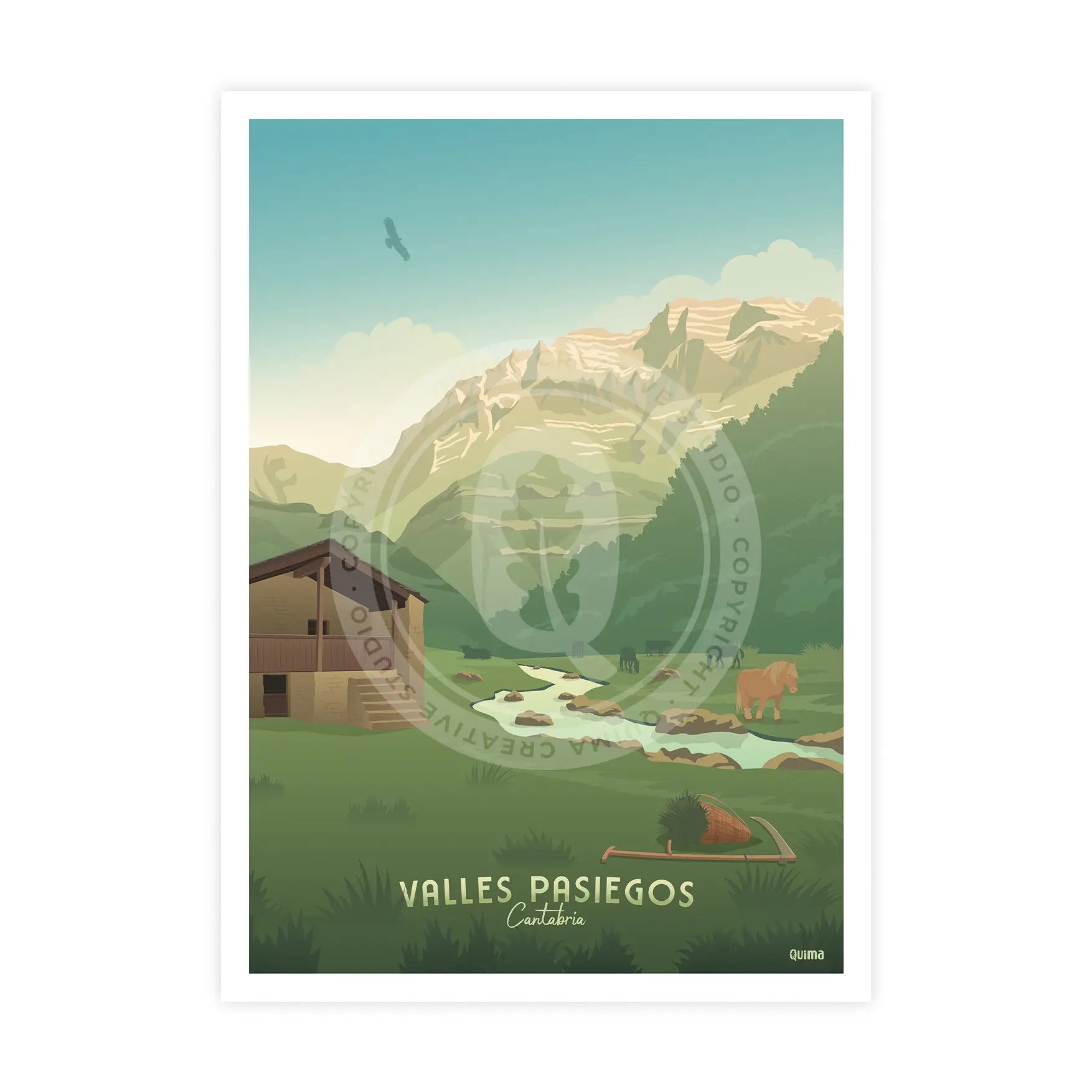 Lámina de los Valles Pasiegos Cantabria Travel Poster