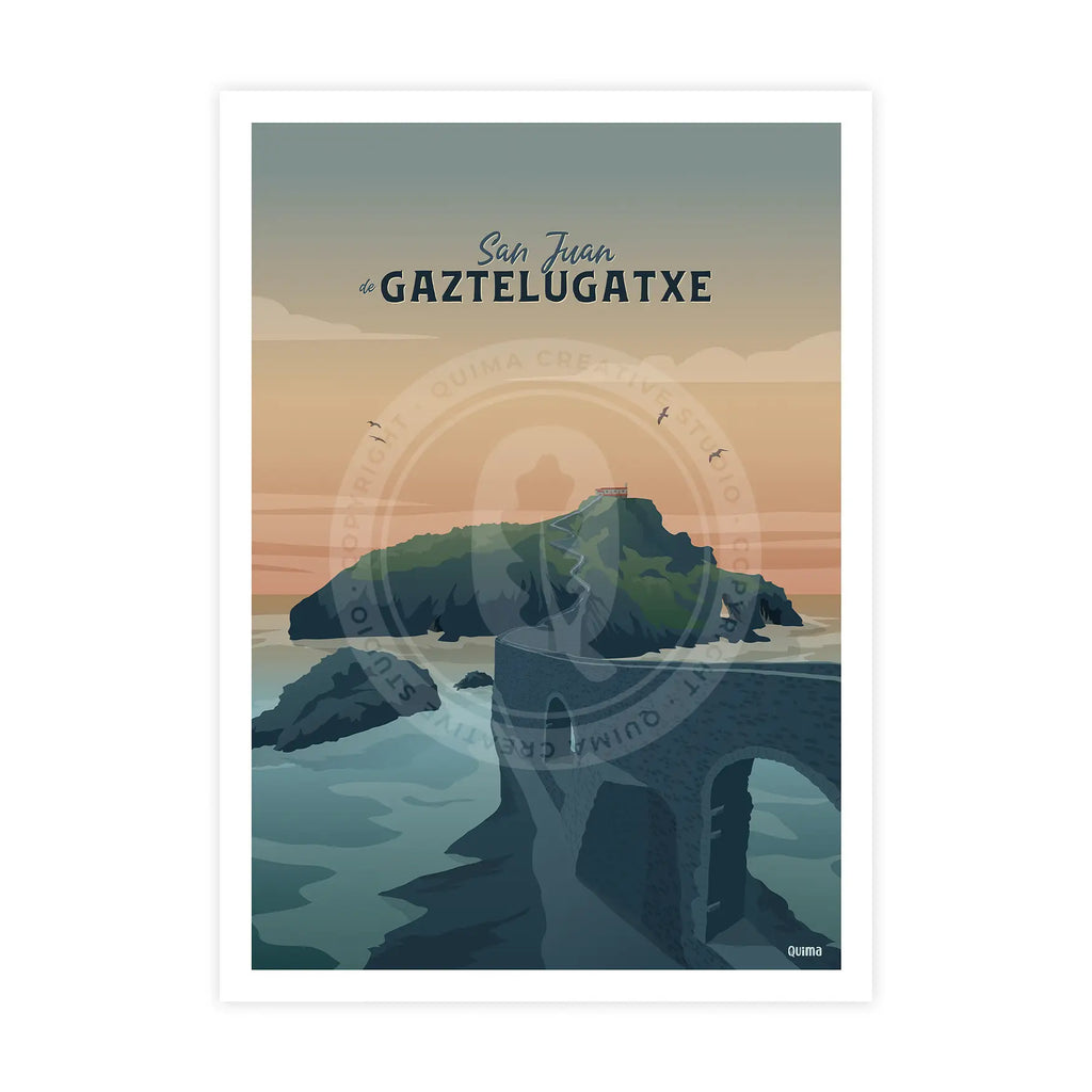 Lámina de San Juan de Gaztelugatxe Euskadi Travel Poster