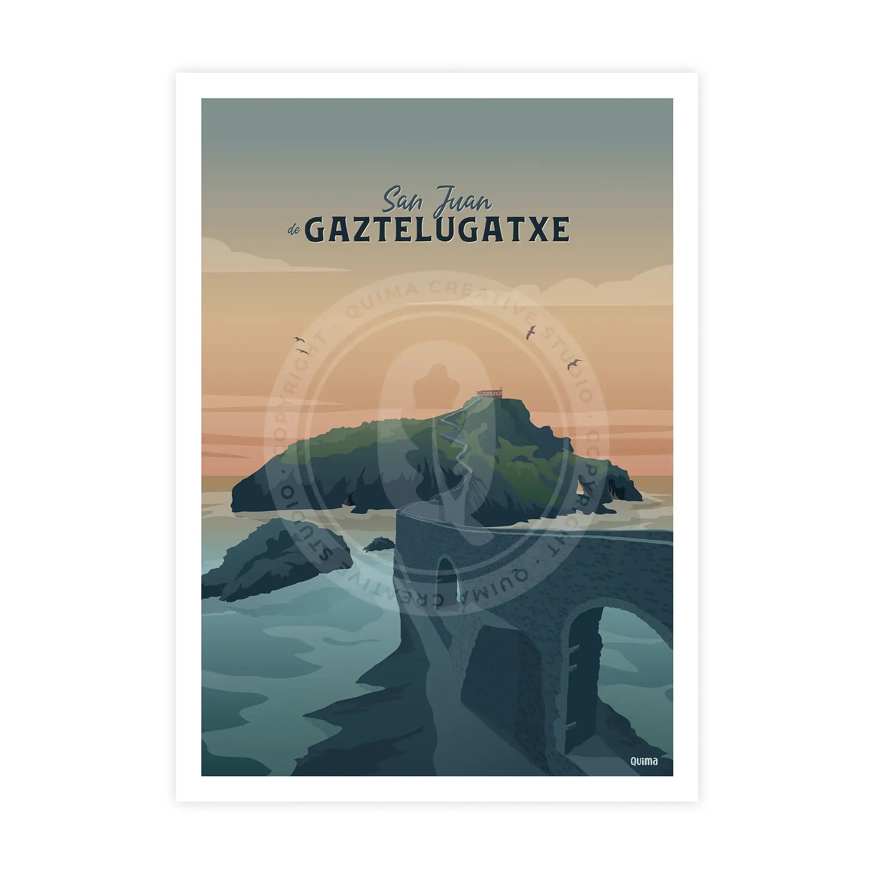 Lámina de San Juan de Gaztelugatxe Euskadi Travel Poster