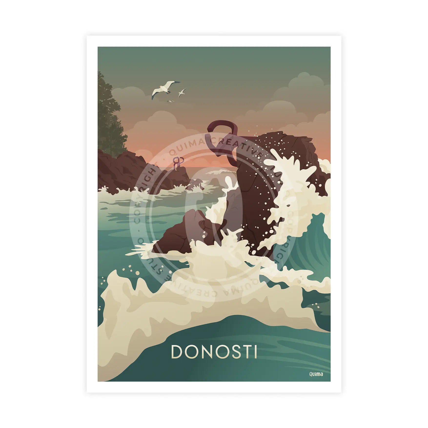 Lámina Donosti El Peinte del Viento Euskadi Travel Poster País Vasco