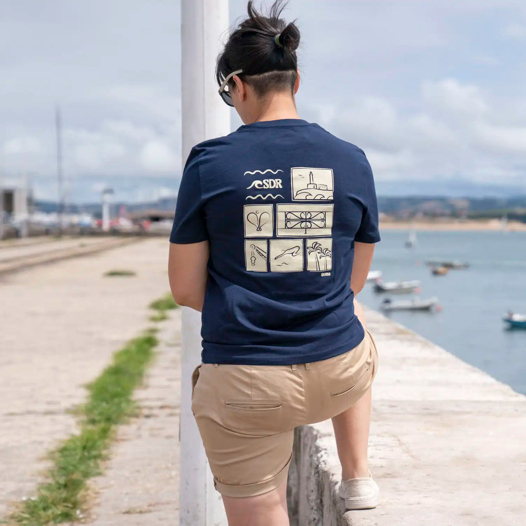 Camiseta Santander SDR azul trasera