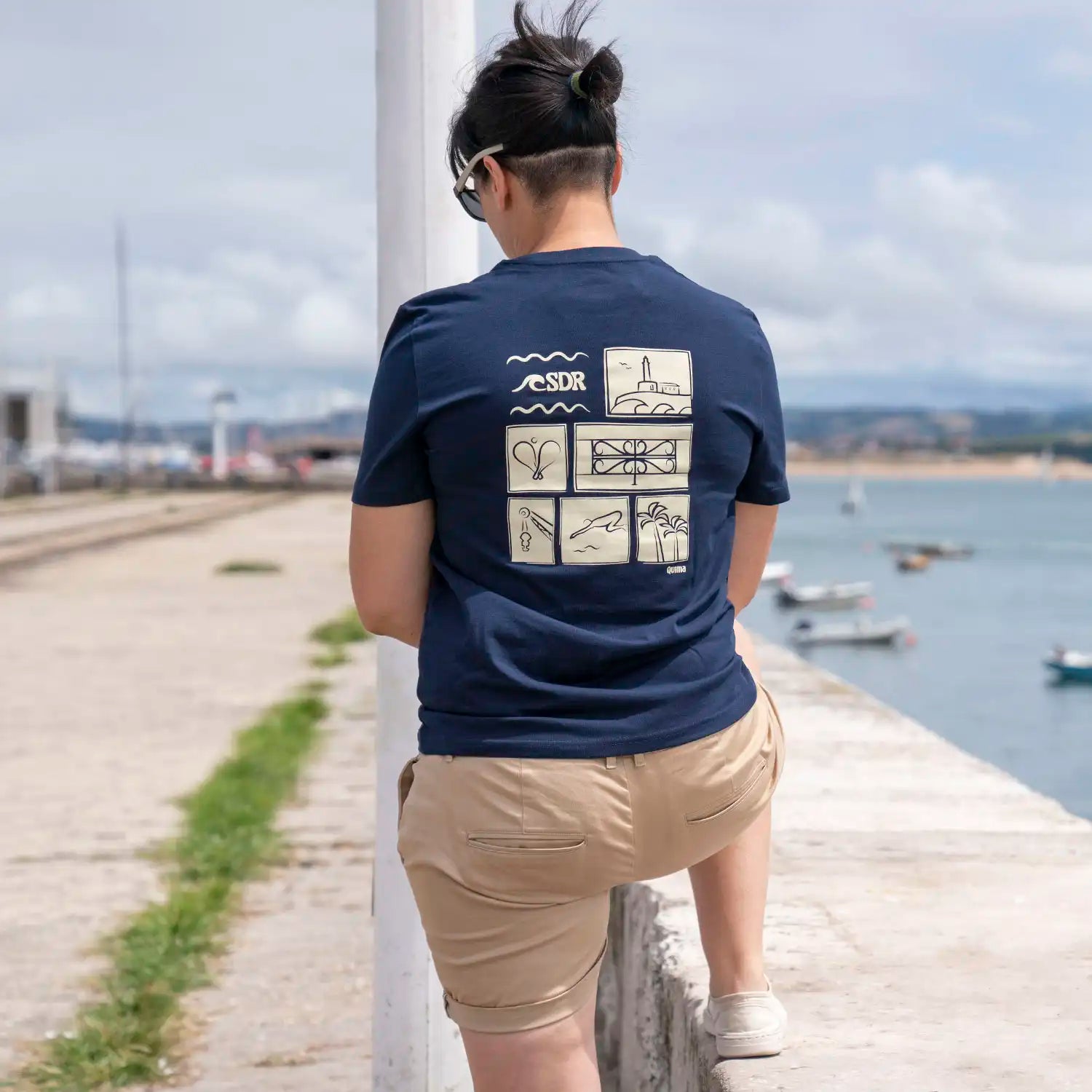 Camiseta Santander SDR azul trasera