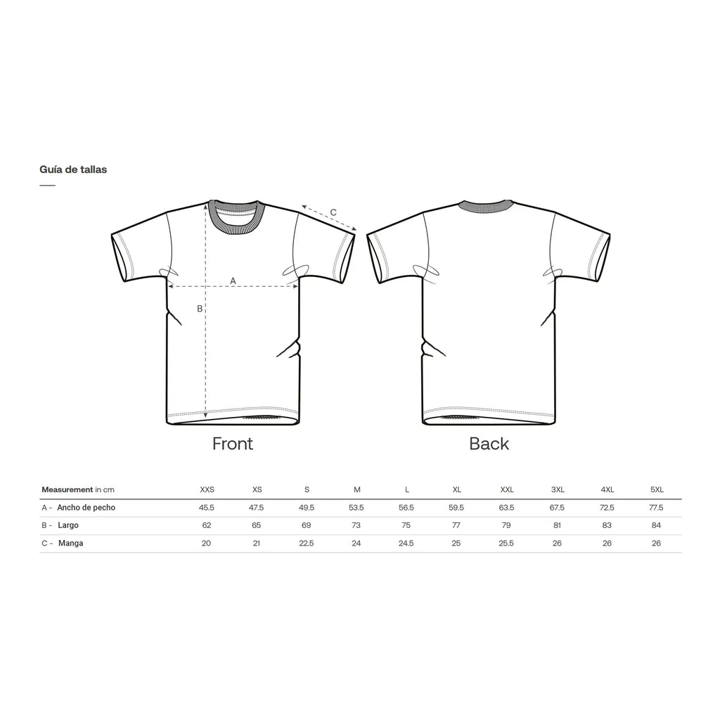 Guía de tallas camiseta